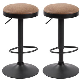 Rexford Brown Fabric Bar Stools In Pair
