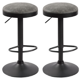 Rexford Grey Fabric Bar Stools In Pair
