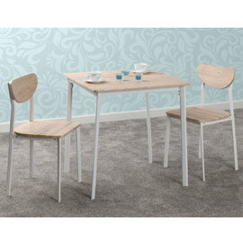 Rexford Wooden Dining Table With 2 Chairs In Light Oak And White