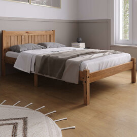 Ria Wooden Double Bed In Natural Oak