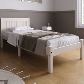 Ria Wooden Single Bed In White Wash