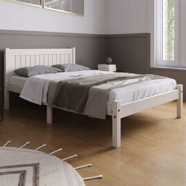 Ria Wooden Small Double Bed In White Wash