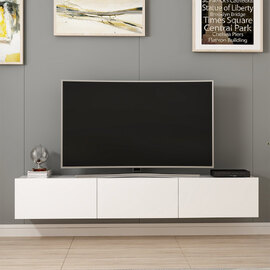 Ribelle Wooden TV Stand with 3 Flap Doors in White
