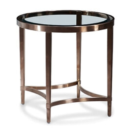 Ribery Clear Glass End Table With Brushed Antique Brass Frame