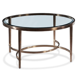 Ribery Clear Glass Coffee Table With Brushed Antique Brass Frame