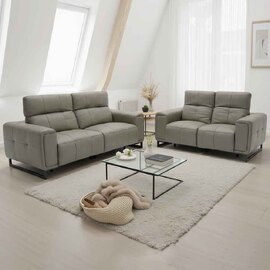 Richmont Leather Electric Recliner 3+2 Sofa Set in Grey