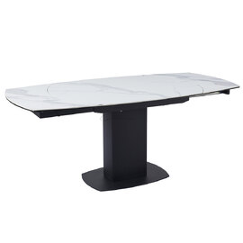 Ridgeway Ceramic Glass Extending Dining Table In White Grey