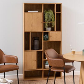 Ridgeway Wooden Bookcase With 3 Doors - Oak