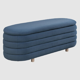 Rifle Velvet Storage Ottoman In Blue