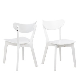 Riga White Wooden Dining Chairs In Pair