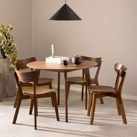 Riga Wooden Dining Table With 4 Chairs In Walnut