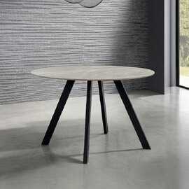 Rinaldo Round Sintered Stone Top Dining Table in Grey