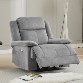 Rintar Fabric Electric Recliner 1 Seater Sofa in Dusk