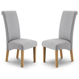 Ramos Shale Grey Linen Fabric Dining Chair In Pair