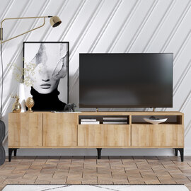 Riona Wooden TV Stand with 4 Doors in Oak