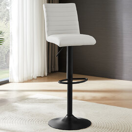 Ripple Faux Leather Bar Stool In White With Black Base