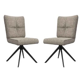 Rivano Oatmeal Fabric Armless Dining Chairs with Black Legs in Pair