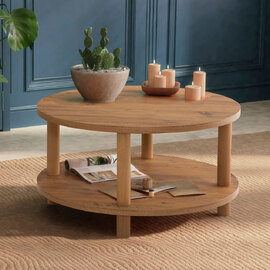 Rivio Round Wooden Coffee Table in Atlantic Pine