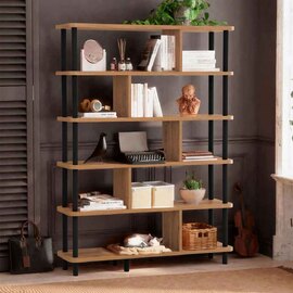 Rivio Wooden Shelving Unit in Atlantic Pine and Black
