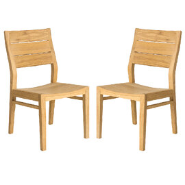 Robalt Natural Wooden Garden Side Chairs In Pair