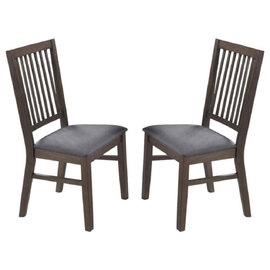 Rochelle Dark Oak Wooden Dining Chairs With Fabric Seat - Pair