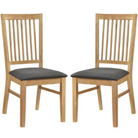 Rochelle Light Oak Wooden Dining Chairs With Fabric Seat - Pair