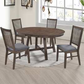 Rochelle Wooden Extending Dining Table With 4 Chairs - Dark Oak