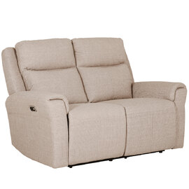Rochester Fabric Electric Recliner 2 Seater Sofa In Mushroom