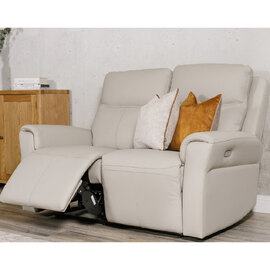 Rochester Leather Electric Recliner 2 Seater Sofa In Stone