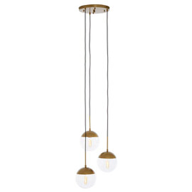 Rocklin 3 Lights Clear Glass Shade Pendant Light In Gold