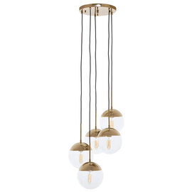 Rocklin 5 Lights Clear Glass Shade Pendant Light In Gold