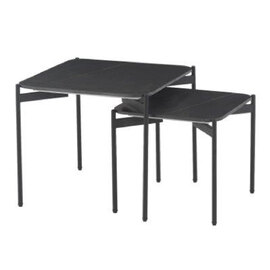 Rockton Black Ceramic Nest Of 2 Tables With Metal Legs