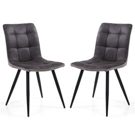 Rizhao Dark Grey Fabric Dining Chairs With Black Legs In Pair