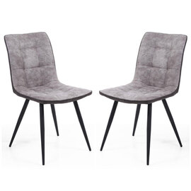 Rizhao Light Grey Fabric Dining Chairs With Black Legs In Pair