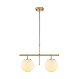 Roe 2 Light Metal Ceiling Pendant Light in Gold and White