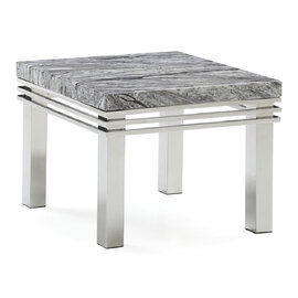 Roma Marble Top End Table With Stainless Steel Frame In Grey