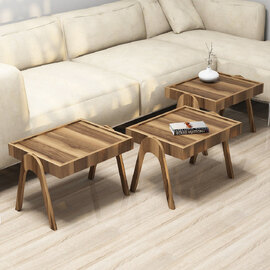Roma Wooden Nesting Side Table in Walnut