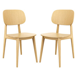 Romney Natural Oak Wooden Dining Chairs In Pair