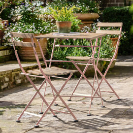 Ronks Wooden 2 Seater Bistro Set With Steel Frame In Pink