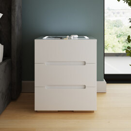 Rormis Wooden Bedside Cabinet in White and LED