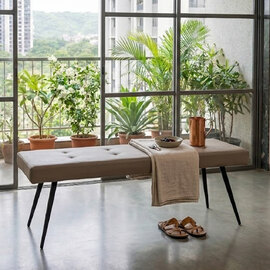 Rosalia Faux Leather Dining Bench in Taupe