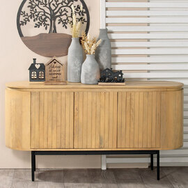 Roseau Wooden Sideboard With 3 Doors In Natural