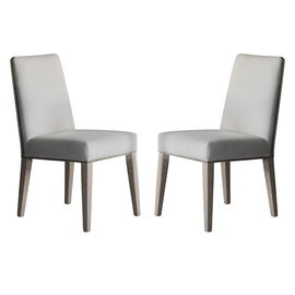 Roselle Cement Linen Fabric Dining Chairs In Pair