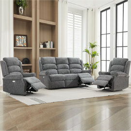 Rosenberg Fabric Electric Recliner 3+1+1 Seater Sofa Set - Anthracite