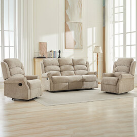 Rosenberg Fabric Recliner 3+1+1 Seater Sofa Set - Rabbit
