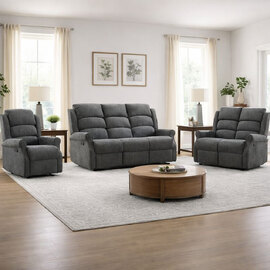Rosenberg Fabric Recliner 3+2+1 Sofa Suite - Anthracite