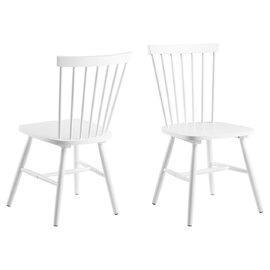 Roswell White Wooden Dining Chairs In Pair
