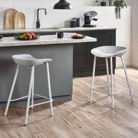 Rothbury Grey Plastic Bar Stools in Pair