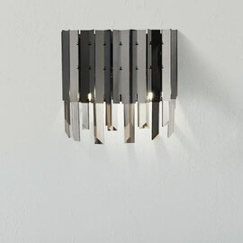 Rotunda 2 Lights Smoked Crystal Wall Light In Chrome