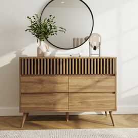 Rowen Wooden Chest Of 6 Drawers in Oak